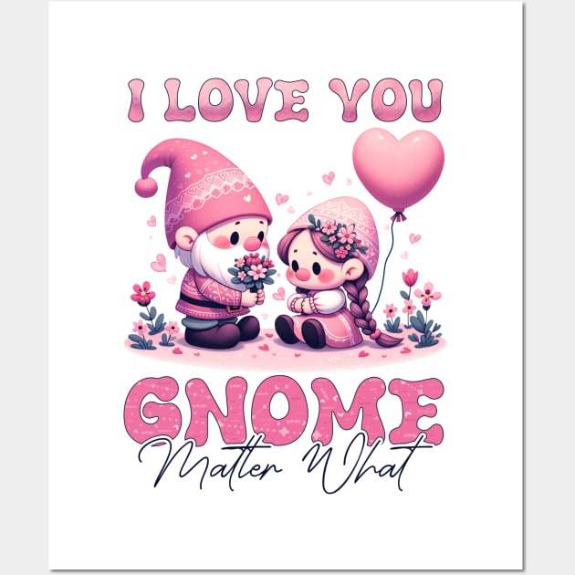 Gnomes I Love You Valentines Day Wall Art by Happy Solstice